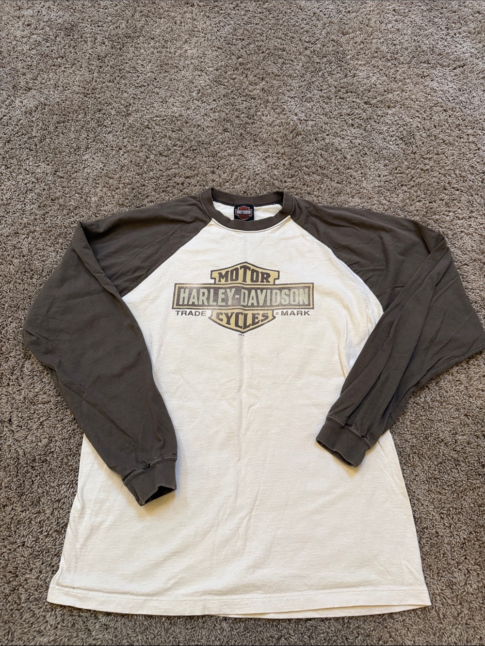 Harley-Davidson White Front with Brown Raglan Long Sleeve Tee Orlando Florida